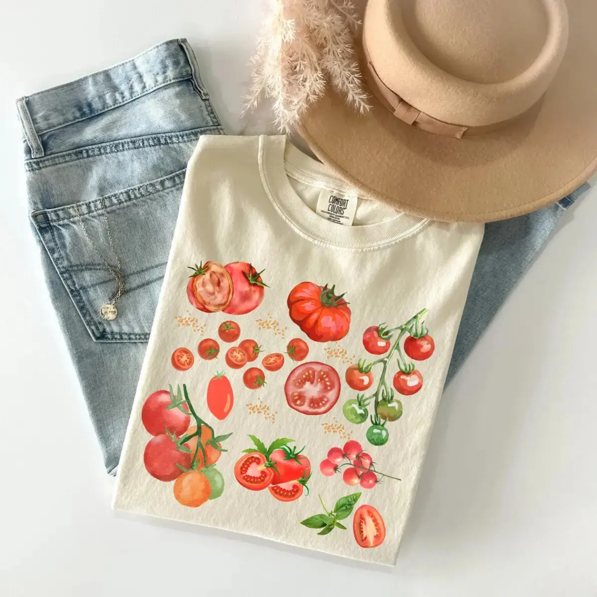 Comfort Colors Tomato T-Shirt, Vintage Garden Fruit Print, Cottagecore Clothing Summer Wear Gift, , Garden T Shirt, Casual Graphic Shirt