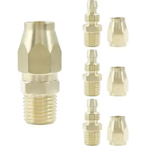 4PCS Air Hose Repair Kit, 1/4-Inch NPT Rigid Air Hose Fittings, Solid Brass Reusable Splicer for Replacement