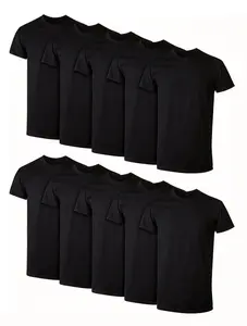 10-Pack Men's Crew T-Shirts Classic Mens Tshirts Bulk Short Sleeve Crew Neck Blank Plain DIY Novelty Lightweight  T Shirt for Men Moisture Wicking Cotton Tee Undershirts Wholesale Daily Wear