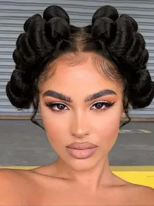 Full Lace Bantu Knots Wigs for Women, Gorgeous Fluffy Coily Wigs with Baby Hair, Synthetic Braided Lace Wigs for Party, Daily Use, Synthetic Curly Wigs