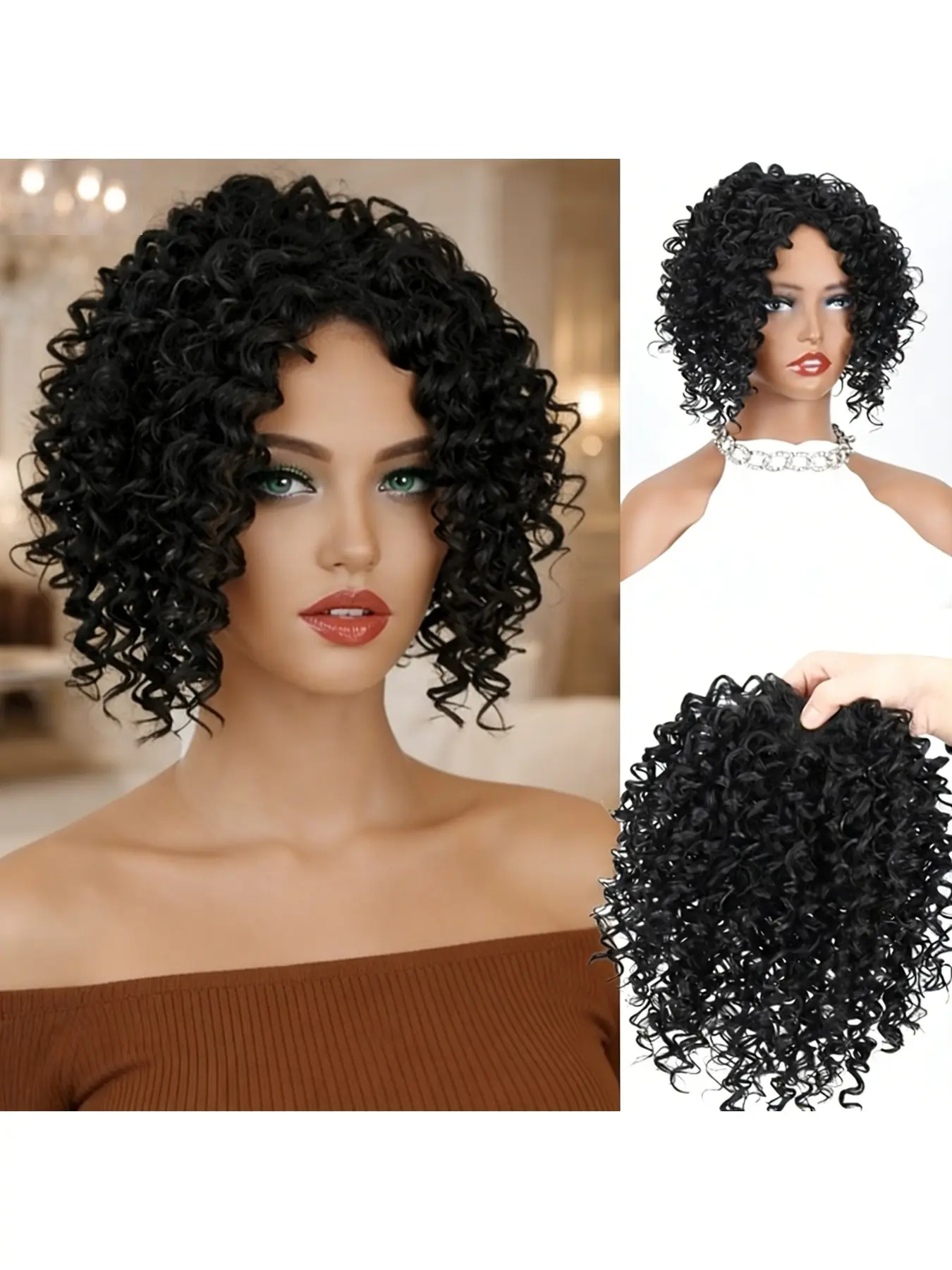Women's Short Afro Curly Hair Extension Block, African Cover Top Knot Hairline, Synthetic Fiber Wig Replacement Piece, Synthetic Hairpiece, Synthetic Hair Hairpieces