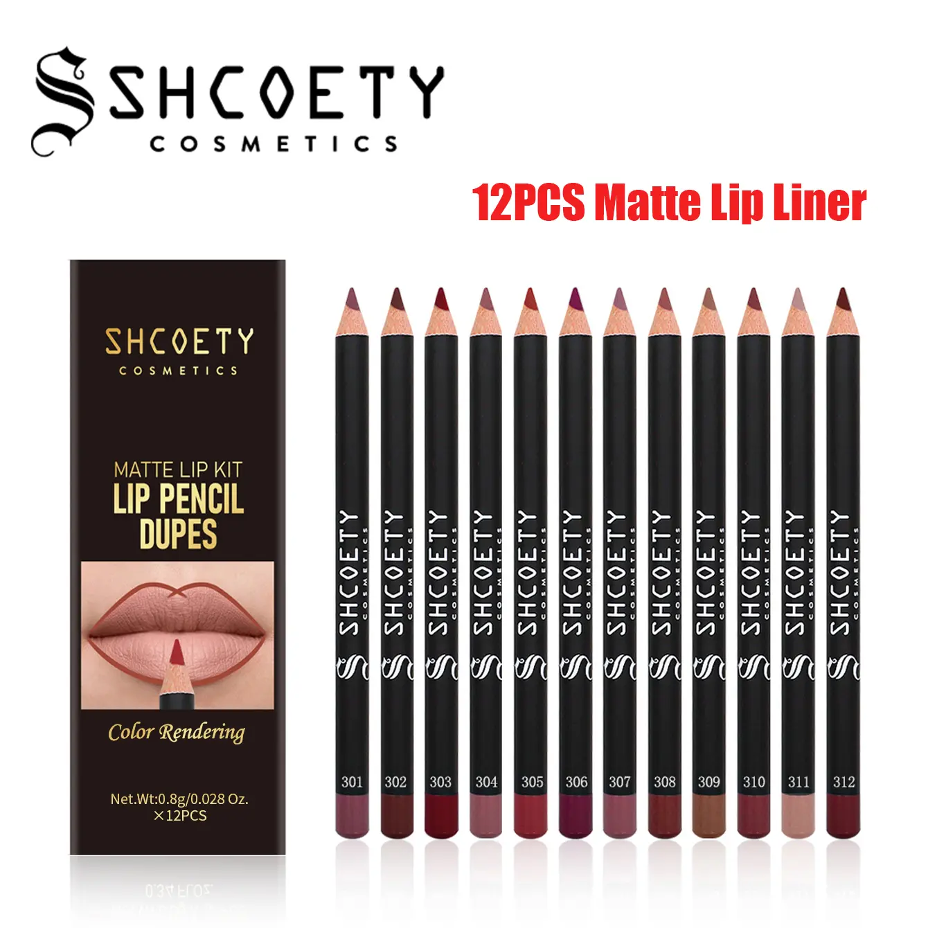 12-Color Matte Lip Liner Set, Long-Lasting Waterproof Pencils, Silky Velvet High-Pigmented Cosmetic Lip Care with Moisturizer, Ideal Gift Set