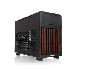 Thermaltake TR200 WS; Micro Chassis; Wood Front Trim; mATX/mITX Support; 360mm Radiator Support; 365mm GPU Clearance; 258mm PSU Clearance; 175mm Air Cooler Clearance; 5.25" Bay Support; Black; CA-11L-00S1NN-WS