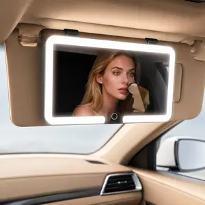 Universal Car Sun Visor Vanity Mirror with LED Lights & Touch Dimming - Vamotto LED Rechargeable Makeup Mirror Vanity Mirror, 3 Color Modes, Gift for Women, Car Mirror Accessories