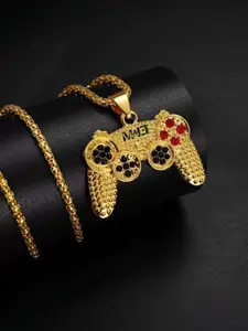 Diamond-encrusted game controller pendant necklace | Hip-hop style, cool