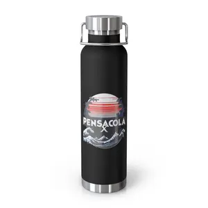 ☀️🌊 Stylish Copper Insulated Water Bottle - Pensacola X Wave Design (22oz) 🌊☀️