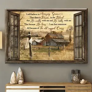 1pc Old Barn Painting Rustic Christian Wall Art I Still Believe Amazing Grace for Bedroom Living Room Dining Kitchen Office Home Decor Ready to Hang Gift Print Hanging Ornaments Artistic Photo America