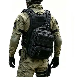 Men's Nylon Crossbody Bag, Multiple Compartments, Adjustable Strap, Zip Closure, Ideal for Hiking, Cycling, Outdoor Activities