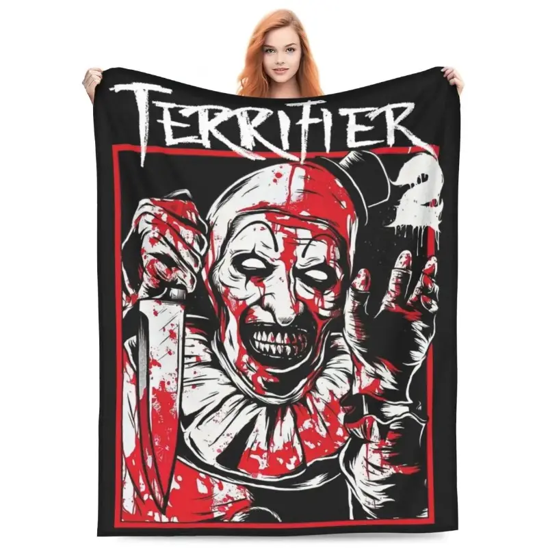 Terrifier 2 The Clown Movie Art Flannel Fleece Coral Fleece Plush Throw Blanket - Breathable, Decorative Bedding Thin Quilt, Holiday Gift for Family (Thanksgiving, Graduation Season, Valentine's Day), Flannel Fleece Blankets