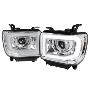 2014-2019 GMC Sierra 1500/2500HD/3500HD LED Bar Projector Headlight w/ LED Turn Signals (Chrome Housing/Clear Lens)