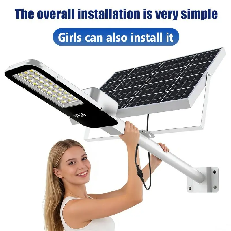 2-Piece Solar-Powered Ultra-Bright Street Lamps, 6500K, with Remote Control, Suitable for Parking Lots, Courtyards, Villas (Outdoor Home Improvement Lighting)
