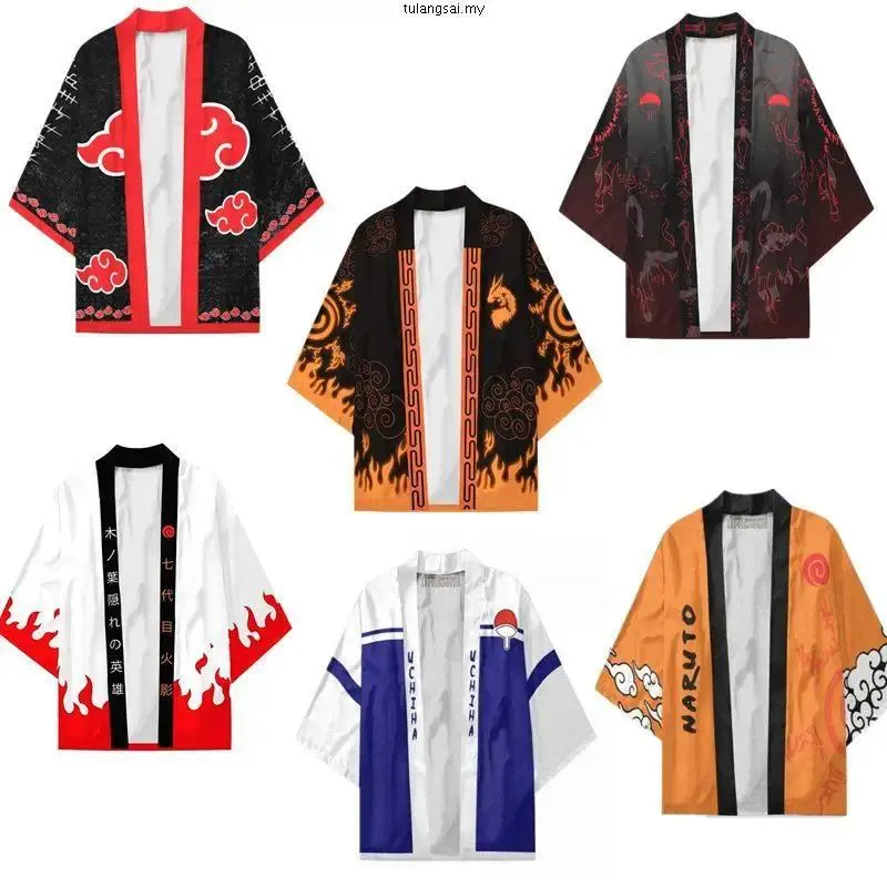 Anime Konoha Hokage Kurama Uchiha Sharingan Symbol Kimono Cloak Cosplay Costumes Haori Cardigan Jacket Pajamas