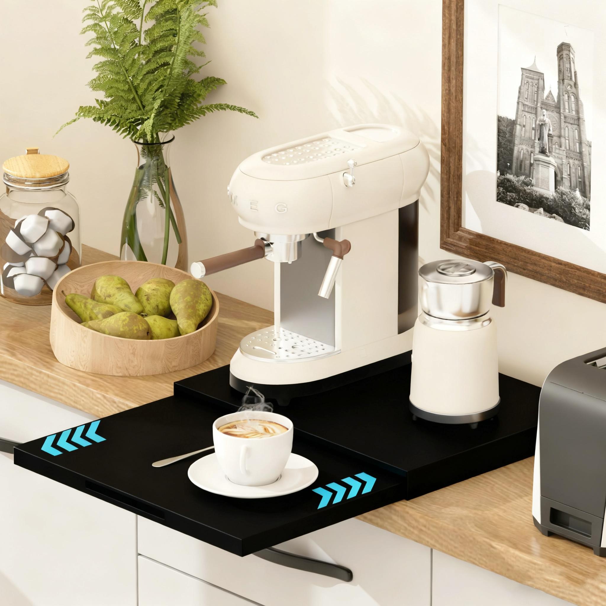 Pull-out Metal Kitchen Shelf - Large Capacity Multi-function Extension Drawer Board, Kitchen Storage And Finishing Necessary, Rust-proof Material, Home Clean Solution, Save Space Pull-out Shelf, Suitable For Microwave Oven, Air Fryer, Rice Cooker