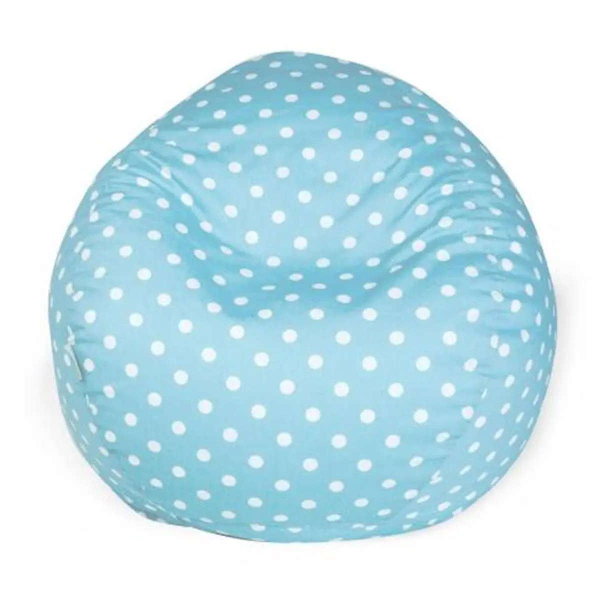 Classic Aquamarine Polka Dot Small Cotton Bean Bag Sofa - 150lb Capacity, Eco-Friendly Polystyrene Beads, Removable Cover, Zipper Closure, Spot Clean, Ideal for Kids’ Indoor Playroom, 28Lx28Wx22Hin, Do Not Wash Insert