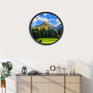 Round Photo Frame for Wall, 16 inch Wall Picture Frame Clear Wedding Photo Decorative, Photo Frame with Smooth Clear Transparent MDF for Office Home Wall Decorations, Black Light Minimalist Mount Painting