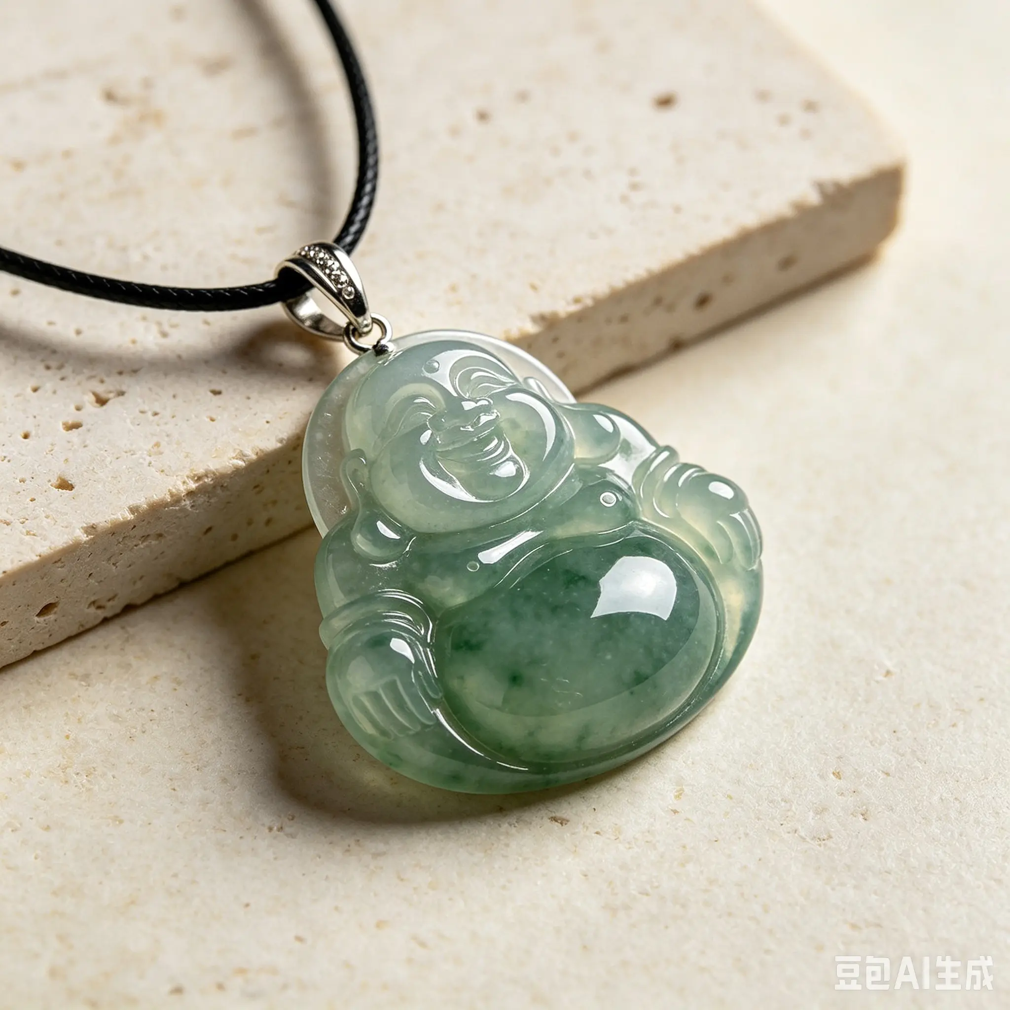 Cute Carved Natural Stone Buddha Pendant Casual Accessory