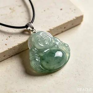 Cute Carved Natural Stone Buddha Pendant Casual Accessory