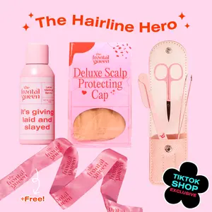 The Frontal Queen HAIRLINE HERO KIT – No White Cast Lace Melting Spray, HD Wig Cap, and Hairline Goals Kit with FREE Satin Melting Band | Invisible Lace Finish, Soft Hold, Beginner-Friendly Wig Install Tools for Flawless Frontals and Closures