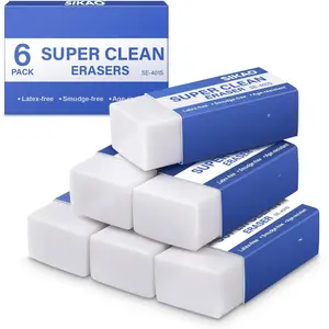 Erasers, 6 Pack White Pencil Erasers for , Soft Non-Smudge Art Erasers for Pencils, Artists & School | Gentle  Paper, Clean Removal for Notes & Sketching