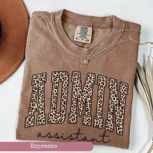 Comfort Colors Admin Assistant Leopard Print Shirt, Office Worker Graphic Tee Women, Administrative Assistant Gift Idea, Cute Work Outfit