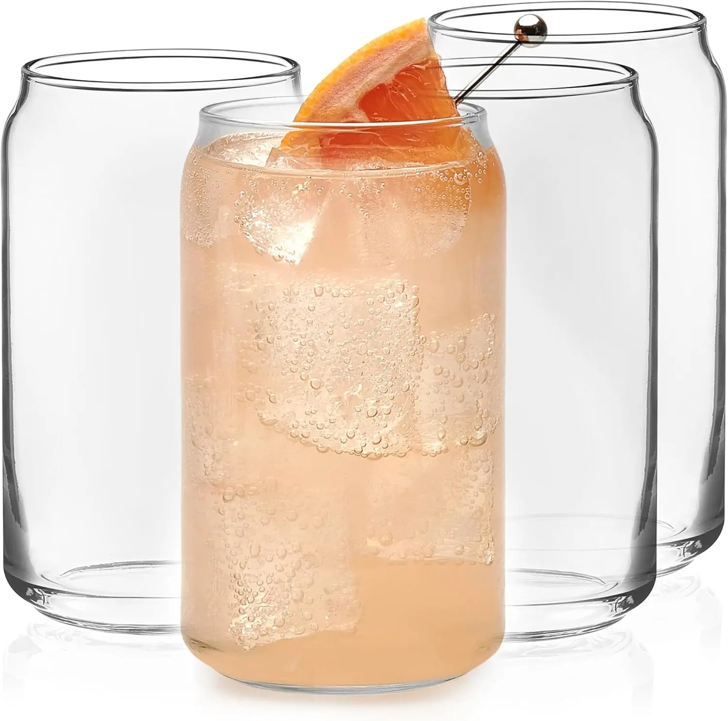 Glasses Set of 4, Clear Kitchen Glass Tumbler, 16 Oz, Dishwasher Safe Glass Cups Set for Beverages and Cocktails