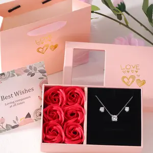 Women's Luxury Silver Square Choker Necklace with Rose Box Statement Bridal Jewelry for Wedding Beautiful and Timeless