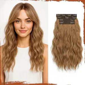 Sofeiyan Clip in Hair Extensions 4PCS Synthetic Fake Hair 16 inch Soft Natural Hairpiece 140g Curly Thick Hair Extension for Women