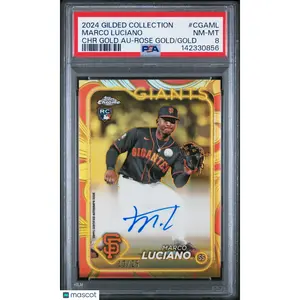 2024 Gilded Collection Chrome Gold Autographs Marco Luciano Rose 13/25 PSA 8