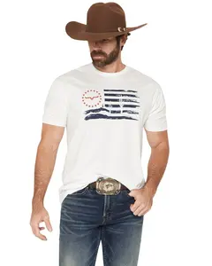 Kimes Ranch Men's Faded Glory Patriotic Short Sleeve Graphic T-Shirt - Msh0000166-Wht