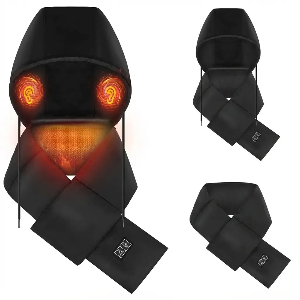 Heated Scarf with Hidden Hood - USB Electric Neck Warmer (Battery Not Included), 3 Heat Levels, Customizable Warmth, Soft Winter Thermal Pad for Outdoor Sports & Everyday Wear, Versatile Use, Scarf Form, Neck Warmth