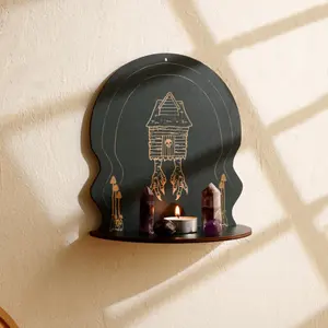 Wooden Wall Mounted Shelf, Wall Organizer Shelf, Gothic Style Witch Altar Pattern Wall Hanging Storage Rack, Home Decor for Living Room Bedroom, Home Supplies