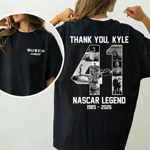 Thank You Kyle Busch 41 Tribute Shirt, NASCAR Legend Memorial Tee, RIP Rowdy 1985-2026 Shirt, Vintage NASCAR Tribute Top white