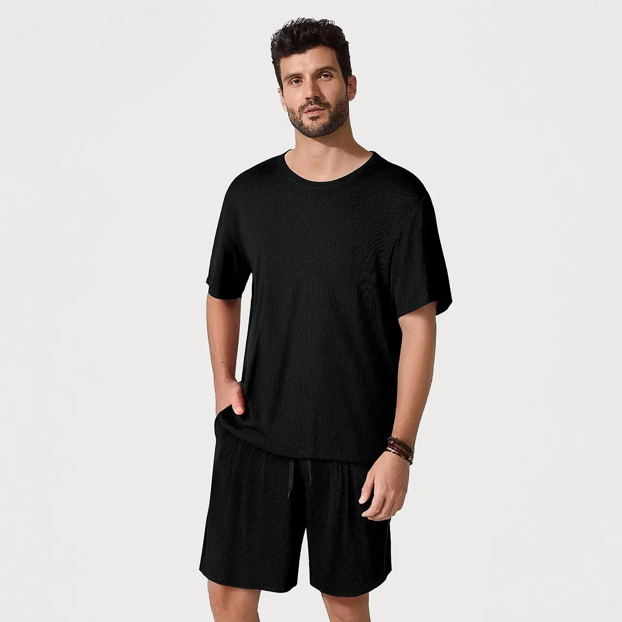 Popilush Breathable Men's Modal Short PJ loungewear Set