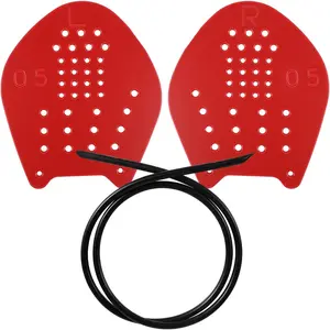 Swimming Paddle Hands, Swimming Paddles Equipment Lightweight Swim Training Paddles with Adjustable Straps Swim Hand Fins Swim Paddles for Lap Swimming Freestyle Butterfly Women and Men (Red)