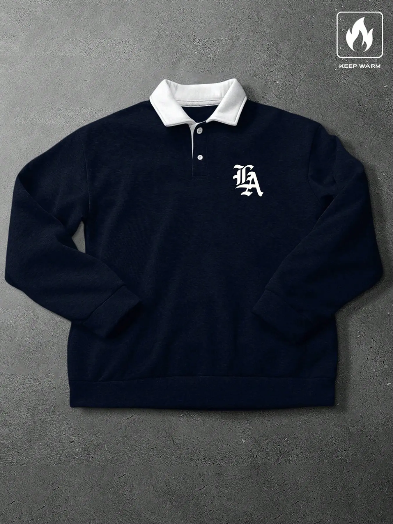 Men's loose-fitting Casual long-sleeved Everyday wear sweatshirt Tops with a contrasting polo collar, suitable for autumn and winter, featuring a Graphic letter print, Cozy Sweatshirts