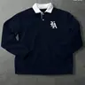 Men's loose-fitting long-sleeved sweatshirt with a contrasting polo collar, casual, suitable for autumn and winter, featuring a letter print.