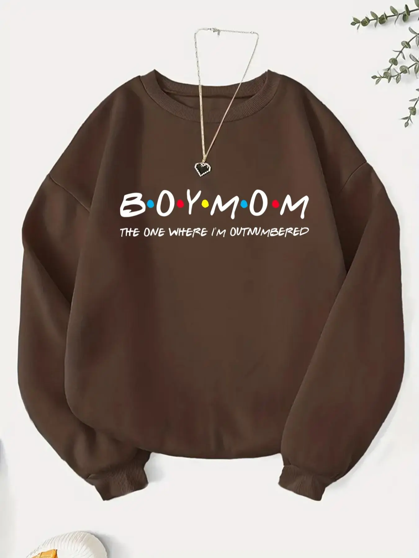 Women's Letter Print Crew Neck Round Neck Sweatshirt, Casual Long Sleeve Pullover Tops for Fall & Winter, Women's Clothes for Daily Wear