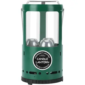 Candle Lantern Camping Gear for Campers and Emergency Use Without Candles (Green)