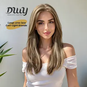 Cori -NEW! DWY 13×4 Lace Front Free Part Long-Length Straight Bronde Glueless Synthetic Wig for Women 24 Inches Hair Replacement Wigs