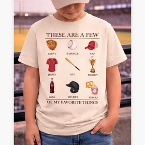 [Made in USA] Youth and Adult Favorite Things Baseball Boy's Southern shirt, Country Outdoor Family Shirt, Softball tee, Unisex Classic Fit 100% Cotton Comfortable Casual Tee, Baseball team gifts, Game day tee, Y2k Style Print