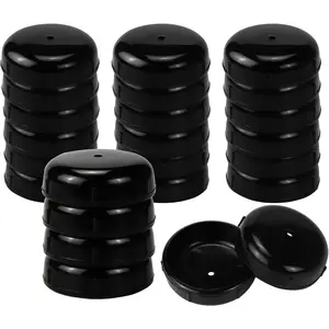 1-1/2 Inch 24 Packs Round Plastic Wrought Iron Patio Furniture Feet Caps, Outdoor Chair Leg Floor Protectors, Black Replacement Feet Pads for Patio Furniture