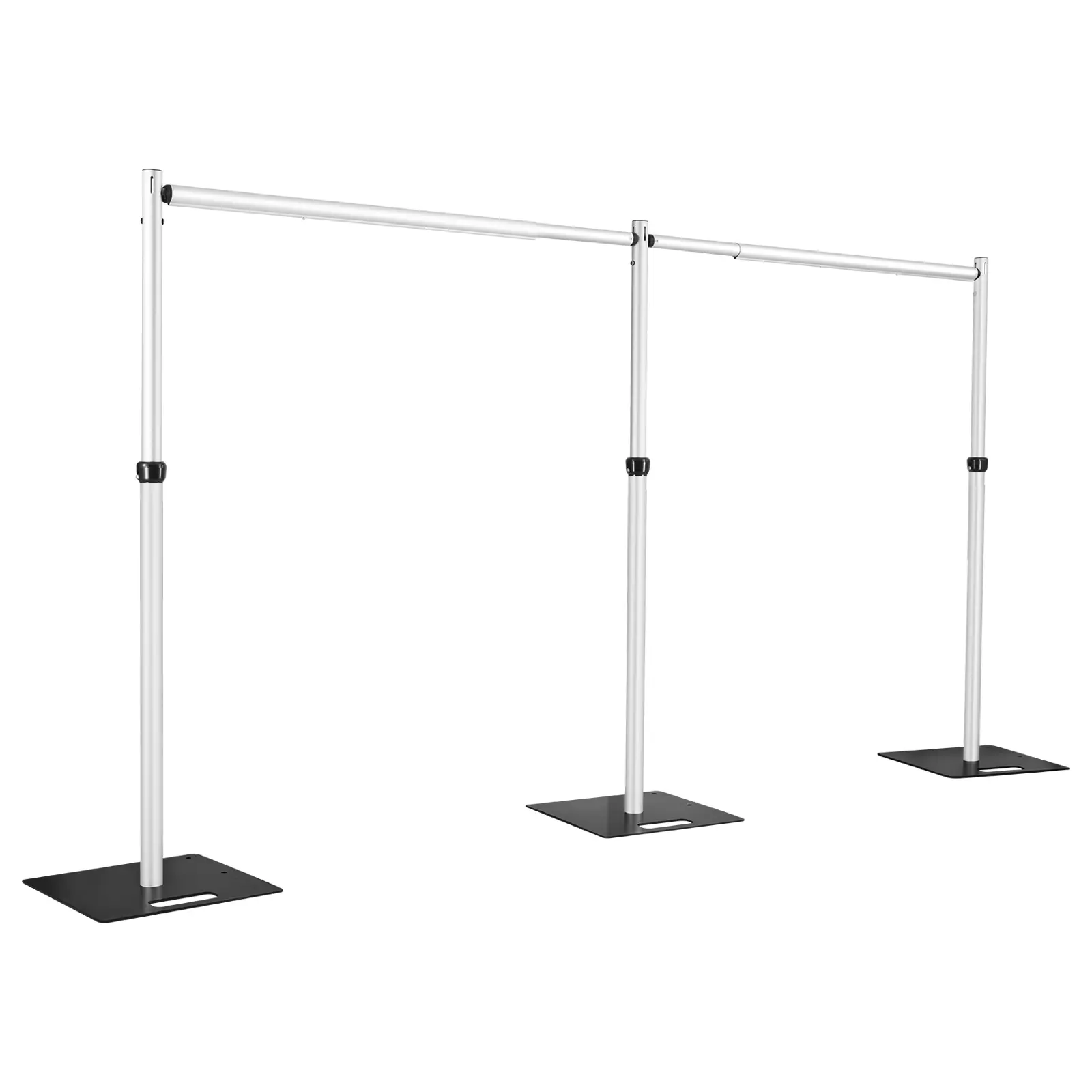 Hecis 10x20Ft Aluminium Pipe and Drape Kit - Heavy-Duty Backdrop Stand with Base, Adjustable 6-10' Tall x 10-20' Wide for Wedding Events, Wall Hanging Backdrop, Business Banners