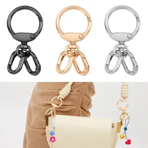 Three-way Metal Spring Buckle Clip, Wear-resistant Alloy Keychain Accessory, Zinc Alloy Keychain, Keychain for bags, 360° Rotating Lobster Claw Hook, Adjustable Bag Strap Buckle, DIY and Bag Charm Accessory, Suitable for Creative Crafts