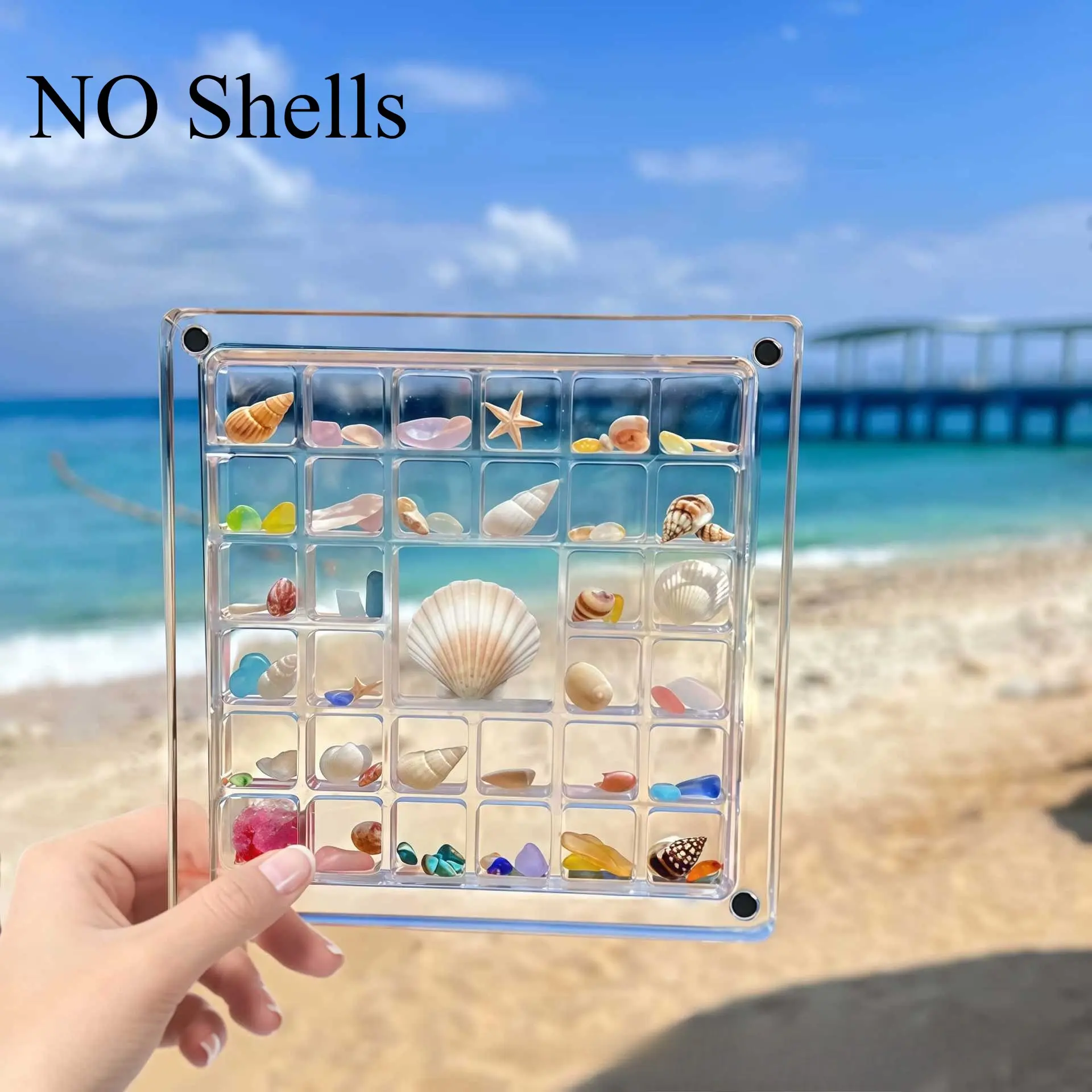 Acrylic shell storage box High permeability magnetic suction belt cover Seaside mini shell storage box Shell storage display box Clear Storage Box Clear Storage Bin Acrylic Storage Containers Acrylic Storage Boxes