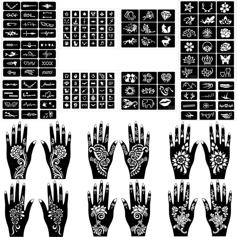 Mixed Pattern Design Tattoo Stencil, 22pcs/set Creative Henna Stencil, Henna Tattoo Stencils for Women & Girls, Body Art Stencils for Festival