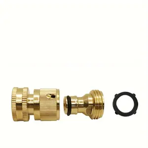 1Set Garden Hose Quick Connector, 3/4 Inch GHT Thread Fitting Brass Garden Hose Quick Connect Set, No-Leak Heavy-Duty Rust Resistant Water Pipe Quick Connect Fittings Male And Female Adapter Car Wash Watering Accessories