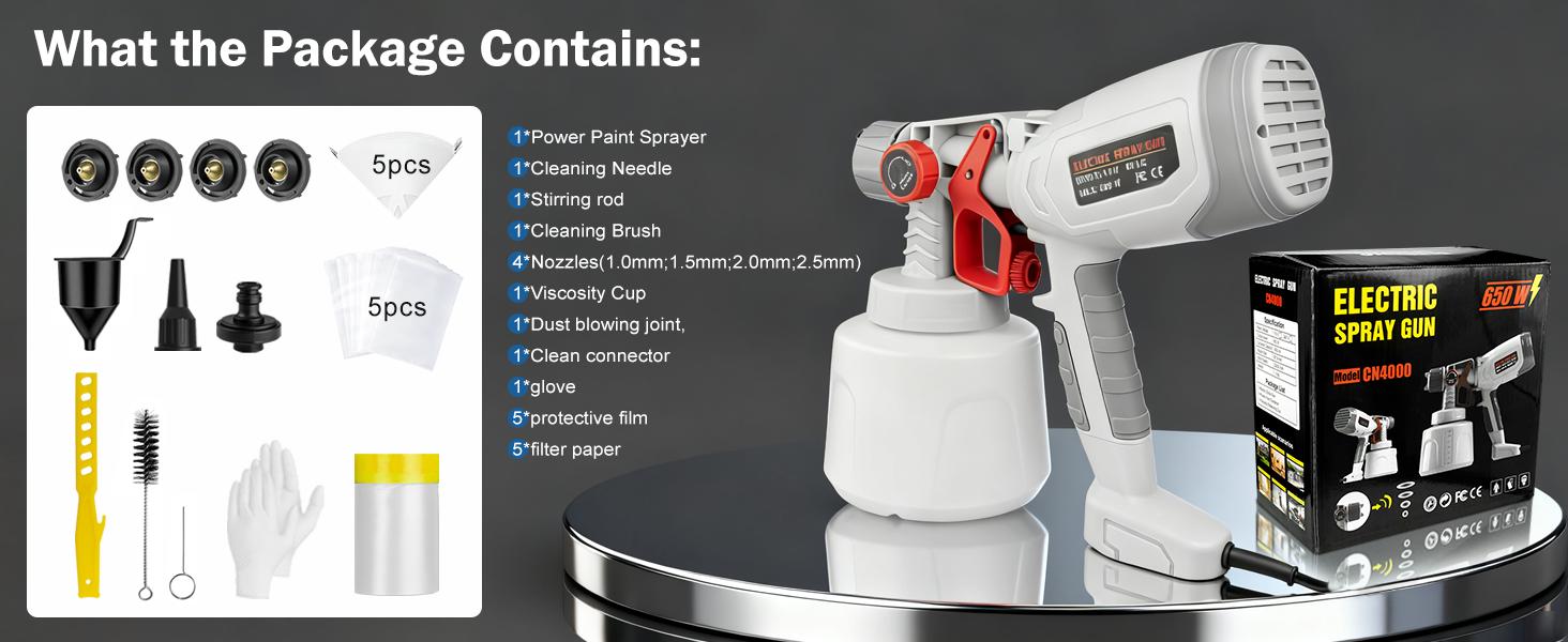 Electric spray gun with a 1400 ml large capacity, low noise and high atomization, suitable for household activities, furniture, fences, and small-scale spraying. Copper Motor Sprayer Paint Power nozzle