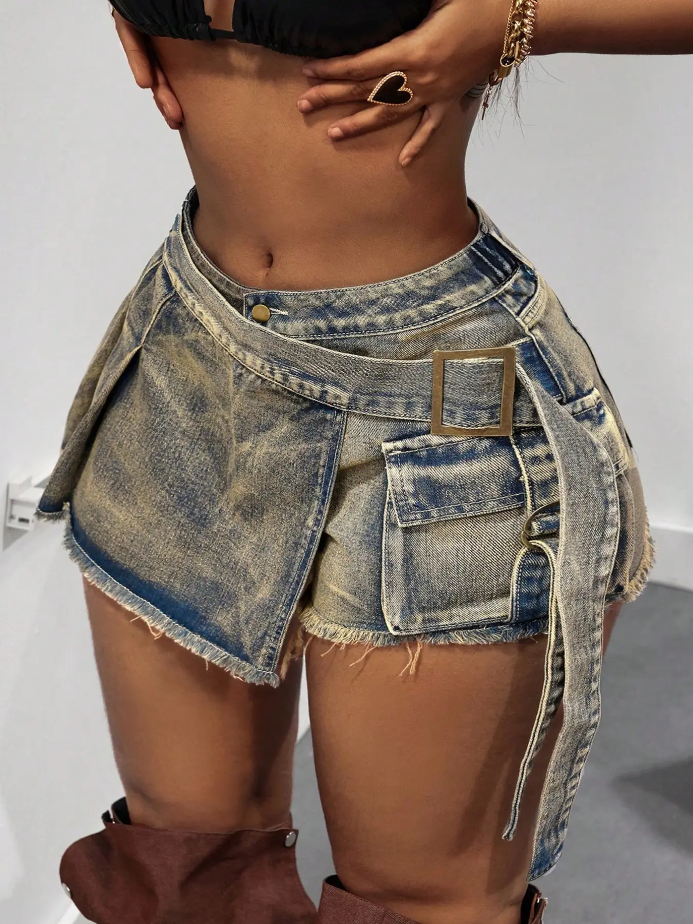 Women's Plus Size Vintage Denim Loose Short Skort, Comfortable Casual Daily Wear