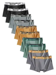 10 pcs 'Hello' PrintsMen's Boxer Briefs, with High Stretch, Quick-drying sports briefs, Suitable for men's daily wear and sport, Suitable for participating in various events and weddings, comfort-breathable's Men's underwear.