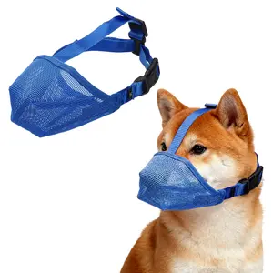 PETAXCELL Dog Muzzle, Soft Mesh Muzzle Adjustable Covered Mouth Guard Breathable, (Blue, M)/ Intended for Anti Biting Chewing/Small Medium Large Puppies/Grooming/Allows Pant Drink